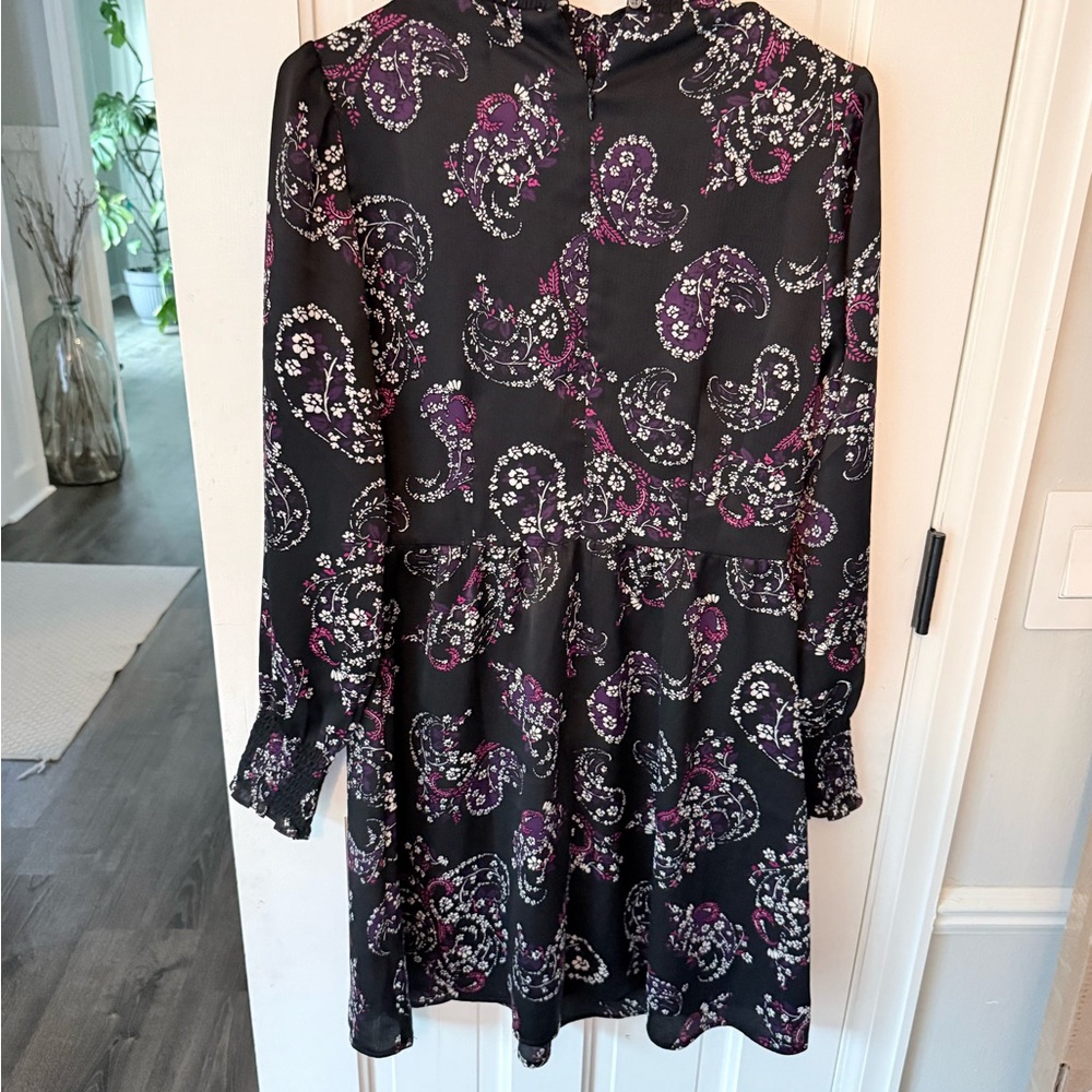 LOFT Black and Purple Floral Dress
